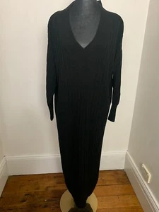 Only New Tessa L/S MIDI V Neck Knit Dress Size L Black RRP$105 - Picture 1 of 7