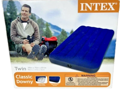 Intex Twin Size Classic Downy Inflatable Air Bed Mattress 68757WA (Blue) NEW - Image 1 of 3