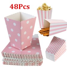 48pcs Popcorn Carton Rugby Stripe Wave Dot Pattern Decorative Dinnerware