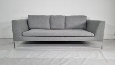 BB Italia Charles sofa in luxuriously soft mid grey lambswool stunning condition - Image 1 of 4