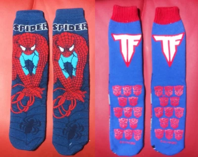 MENS Slipper Socks One Size SPIDERMAN or TRANSFORMERS 2-Pack Highest Quality NWT - Image 1 of 4