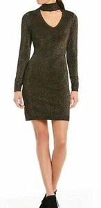 Vestido Suéter Michael Kors Negro Dorado Lurex Cuello en V Gargantilla Tejido Metálico Talla:XL - Imagen 1 de 6
