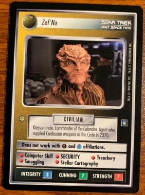 1998 Decipher Star Trek Deep Space Nine Zef'No Free Shipping - Image 1 of 2