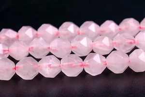 Cuentas sueltas de piedras preciosas naturales de cuarzo rosa corte estrella grado A 5-6/7-8/9-10 mm - Imagen 1 de 6