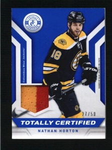 NATHAN HORTON 2013/14 13/14 TOTALLY CERTIFIED JERSEY PRIME #/50 (BV=$12) AG5129
