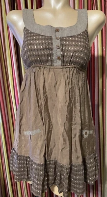 Mine девочек квадратный вырез без рукавов Fit & Flare платье коричневый серый маленький - Изображение 1 из 4