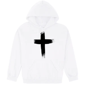 Faith Jesus Cross Christian Religion White Hoodie Mens Hooded Sweater Sweatshirt - Picture 1 of 4