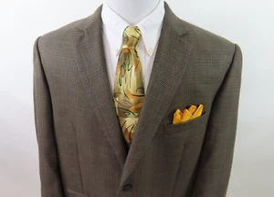 Pronto-Uomo Platinum Men Pure Wool Brown Geometric Blazer Jacket SportCoat 46 PS - Picture 1 of 12