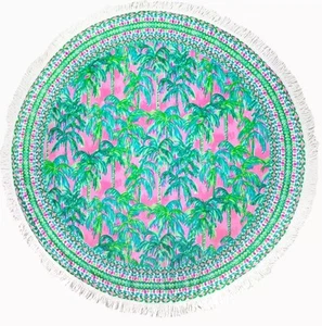 Lilly Pulitzer Tropical Oversized 60” Micro Fiber Round Family Beach Towel EUC! - Picture 1 of 11