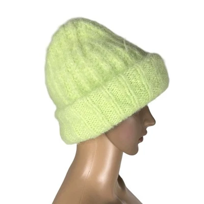 Nuevo con etiquetas Nuevo Sombrero Anthropologie Verde Neón Mezcla Lana Difusa Foto 1 de 4