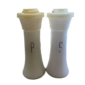 Vintage Tupperware Hourglass Salt & Pepper Shakers 6" White 718 - Picture 1 of 6
