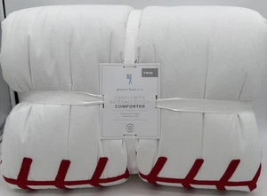 Pottery Barn Kids Candlewick Baseball Stitch TWIN Comforter ~ White / Red - Picture 1 of 2