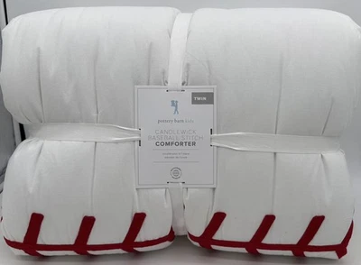 Pottery Barn Kids Candlewick Baseball Stitch TWIN Comforter ~ White / Red - Image 1 of 2