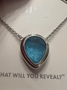Bomb Party Necklace A Pear To Dream NK72145 Blue Quartz/Rhodium - Picture 1 of 4