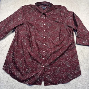 Lands' End Para Mujer Borgoña Floral Cachemira Sin Hierro Algodón Supima 18W Plus Otoño - Imagen 1 de 9