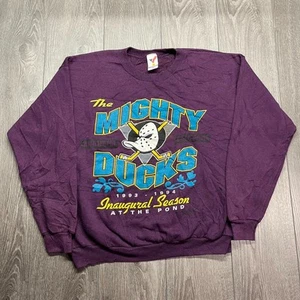 Vintage Anaheim Mighty Ducks Sweatshirt Sweater XL Men Rare 90s Inaugural Season - Picture 1 of 8