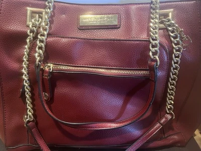 Marc New York by Andrew Marc – Red Pebbled Leather Chain Tote - Image 1 of 4