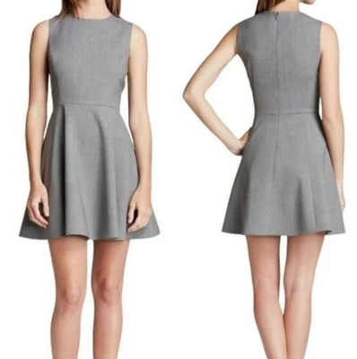 THEORY Tillora Betoken Virgin Wool Blend Sleeveless Gray Mini Dress Size 2 $325 - Image 1 of 4