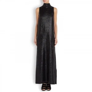 BEAUTIFUL SASS&BIDE METALLIC BLACK COATED COTTON MAXI DRESS AUS 8/10"POP ROCKS" - Picture 1 of 7