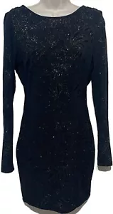 Vestido Vaina MadRag Juniors Reloj de Arena Pequeño Negro Dorado Adornado Mangas Largas - Imagen 1 de 12