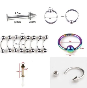 Body Piercing Stud Nose Eyebrow Tongue Lip Navel Jewelry Surgical Steel 316 Ring - Picture 1 of 25