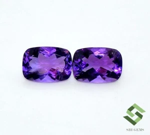 Certified Natural Amethyst Cushion Cut Pair 14x10 mm 12.35 Cts Loose Gemstones - Picture 1 of 9