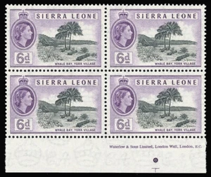 Sierra Leone 1956 QEII 6d black & violet imprint block superb MNH. SG 216. - Picture 1 of 1