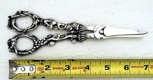 Silver Grape Sheers Figural Vining Grape Vines Leaf and Fruit Motif - Picture 1 of 7