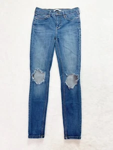 Free People Womens Busted Knee Skinny Jeans Size 26 Stretch Medium Wash Blue - Picture 1 of 7