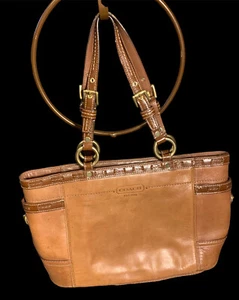 Coach Handbag Brown Leather Gallery Two Handle Tote Gold Tone Hardware F0773 - Picture 1 of 18