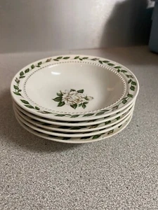 Lot of 5 vintage HALL Mary Dunbar CAMEO ROSE 5.25" FRUIT BOWLS - Picture 1 of 8