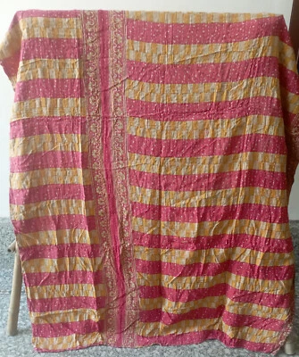 Colcha de Colección India Reversible Kantha Manta Cobertor Tamaño Doble Ropa de Cama Foto 1 de 2