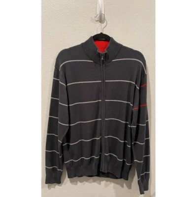 CUTTER & BUCK Grey White Striped Full Zip Jacket Size M - Image 1 of 4