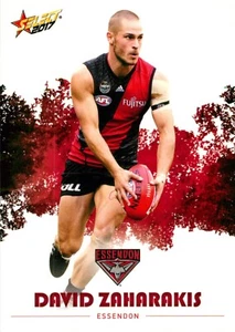 2017 ESSENDON BOMBERS AFL Card DAVID ZAHARAKIS - Picture 1 of 3