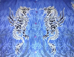 Moon Dragon Freizeithemd XXL blau weiß schwarz Rockabilly Fierce Clawed Myth - Bild 1 von 7