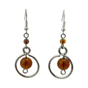 Africa Handmade Silver Wire Earrings - Hoop and Sphere Bead- African Jewelry - Picture 1 of 20