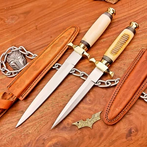 LOT OF 2 PCS! Handmade J2 STEEL Boot Knives, Dagger Knives w/SHEATH IS-5064 - Picture 1 of 10