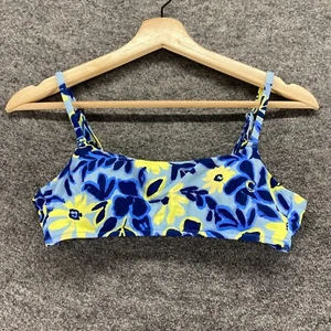 Aerie Bikini Top Girls S Small Blue Floral Lined Sleeveless Square Neck Swimwear - Picture 1 of 5