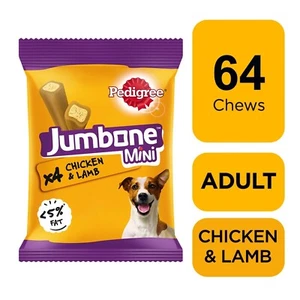 64 Pedigree Jumbone Mini Small Dog Treats Chicken & Lamb Dog Chews 16 x 160g - Picture 1 of 10