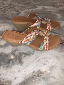ITALIAN SHOEMAKERS Multi-color woven slip on wedge size 10 EUC - Picture 1 of 8