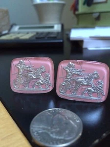 Vintage Intaglio Glass Cameo Cufflinks “Ashurbanipal Hunting Lions” -1950's.. - Bild 1 von 4