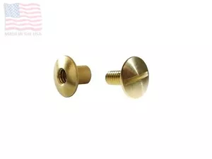 3/16" 4.7mm Chicago Screws & Post w/ Open Head, Solid Brass, Binding, 10 Sets - Picture 1 of 1