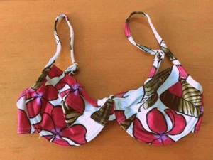 Seafolly Bügel BH Bikini Gr. 36 S Size 10 Hawaiilook pink khaki weiss - Bild 1 von 4