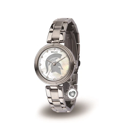 Michigan State Spartans Charm Watch with Stainless Steel Band Cover