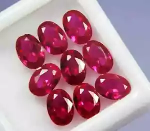 Lotto pietre preziose sfuse certificate taglio ovale 4-5 pezzi rubino rosso naturale 50 ct 4-5 pezzi - Foto 1 di 7