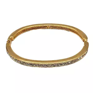 Swarovski gepflasterter Kristall goldfarben Manschette Armreif Klapparmband Schwanenmarke - Bild 1 von 6