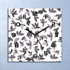 Glass Wall Clock Kitchen Silent Tree leaves Delicate leaves Floral design 30x30