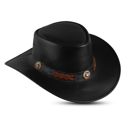 Sombrero de Vaquero Buffalo Western de Cuero para Hombres y Mujeres Sombrero de Vaquero de Espuma Premium Foto 1 de 4