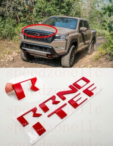 Letras rojas brillantes para Nissan Frontier 2022 capó parrilla insertos de plástico - Imagen 1 de 8