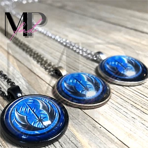 Star Wars Necklace Pendant Cabochon Globe Silver Black Bronze Chain JANNAHPLU - Picture 1 of 7